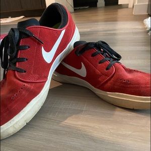 Red and White Nike Janoski